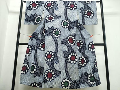 平和屋着物∴夏物　浴衣　有松鳴海絞り　花唐草文　綿　逸品　CABJ0128ng