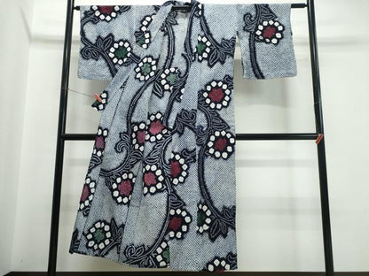 平和屋着物∴夏物　浴衣　有松鳴海絞り　花唐草文　綿　逸品　CABJ0128ng