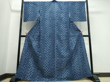 平和屋着物∴夏物　浴衣　有松鳴海絞り　幾何学文様　綿　逸品　CABJ0129ng