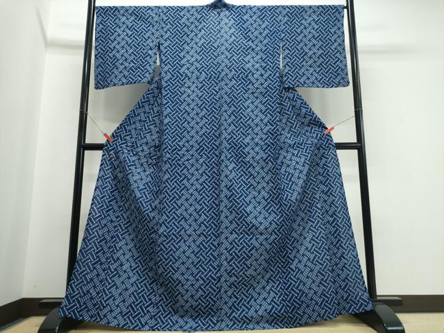 平和屋着物∴夏物　浴衣　有松鳴海絞り　幾何学文様　綿　逸品　CABJ0129ng