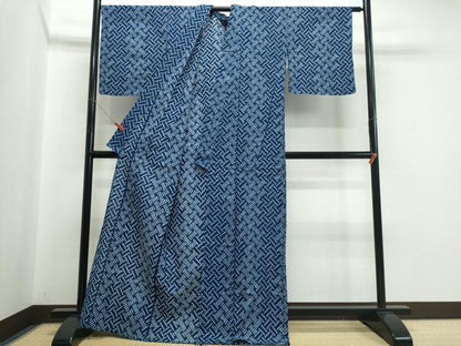 平和屋着物∴夏物　浴衣　有松鳴海絞り　幾何学文様　綿　逸品　CABJ0129ng