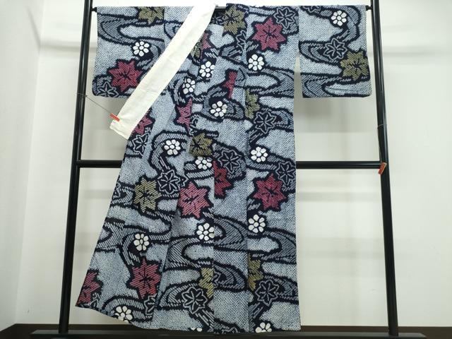 平和屋着物∴夏物　浴衣　有松鳴海絞り　竜田川　綿　逸品　CABJ0130ng