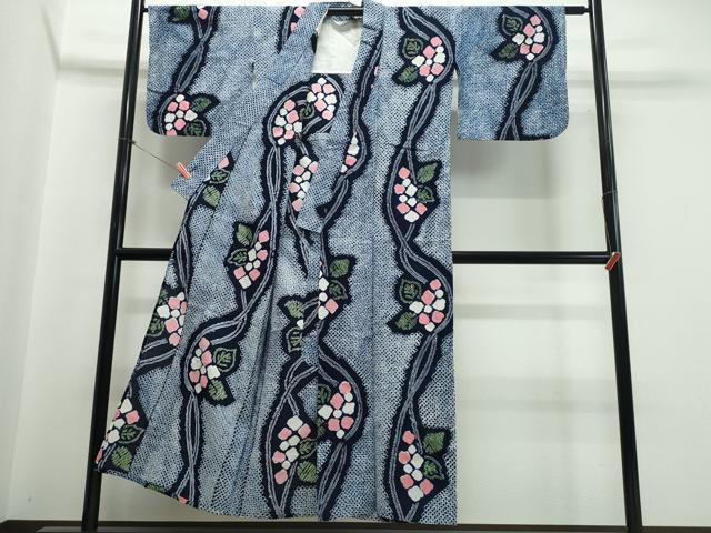 平和屋着物∴夏物　浴衣　有松鳴海絞り　枝花文　綿　逸品　CABJ0131ng