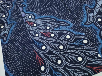 平和屋着物∴夏物　浴衣　有松鳴海絞り　孔雀文　綿　逸品　CABJ0136ng