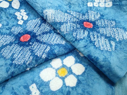 平和屋着物∴夏物　浴衣　有松鳴海絞り　流水花文　綿　逸品　CABJ0142ng