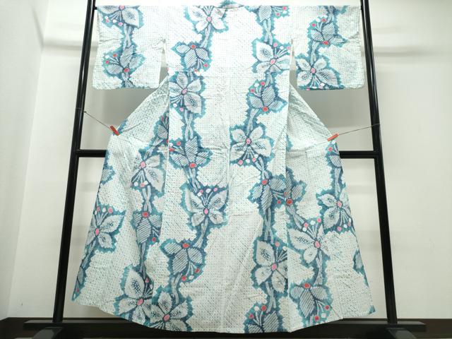 平和屋着物∴夏物　浴衣　有松鳴海絞り　舞蝶文　綿　逸品　CABJ0144ng