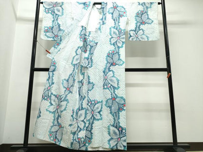 平和屋着物∴夏物　浴衣　有松鳴海絞り　舞蝶文　綿　逸品　CABJ0144ng