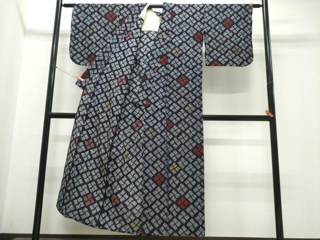 平和屋着物∴夏物　浴衣　有松鳴海絞り　幾何学文様　綿　逸品　CABJ0146ng