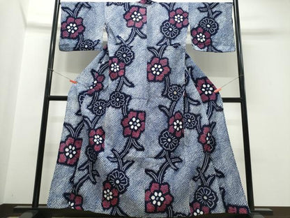 平和屋着物∴夏物　浴衣　有松鳴海絞り　芝草花文　綿　逸品　CABJ0147ng