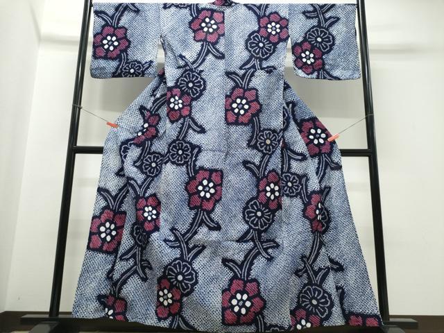 平和屋着物∴夏物　浴衣　有松鳴海絞り　芝草花文　綿　逸品　CABJ0147ng