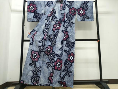 平和屋着物∴夏物　浴衣　有松鳴海絞り　芝草花文　綿　逸品　CABJ0147ng