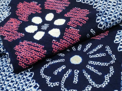 平和屋着物∴夏物　浴衣　有松鳴海絞り　芝草花文　綿　逸品　CABJ0147ng