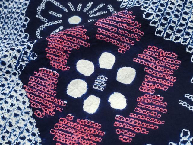 平和屋着物∴夏物　浴衣　有松鳴海絞り　芝草花文　綿　逸品　CABJ0147ng