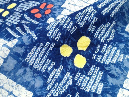 平和屋着物∴夏物　浴衣　有松鳴海絞り　草花文　綿　逸品　CABJ0149ng