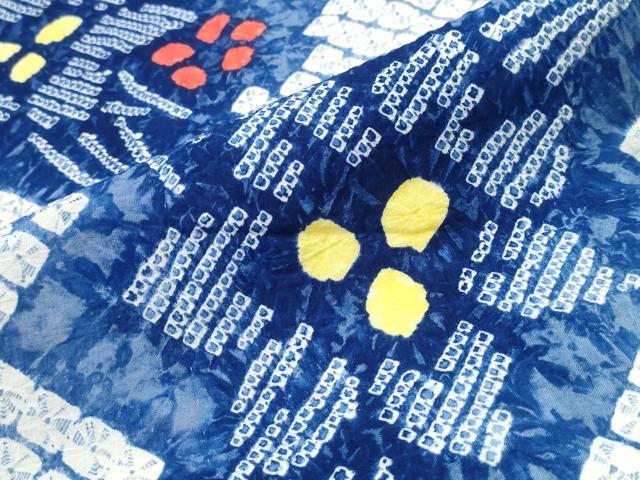 平和屋着物∴夏物　浴衣　有松鳴海絞り　草花文　綿　逸品　CABJ0149ng