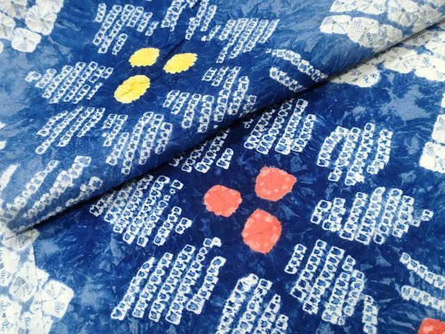 平和屋着物∴夏物　浴衣　有松鳴海絞り　草花文　綿　逸品　CABJ0149ng