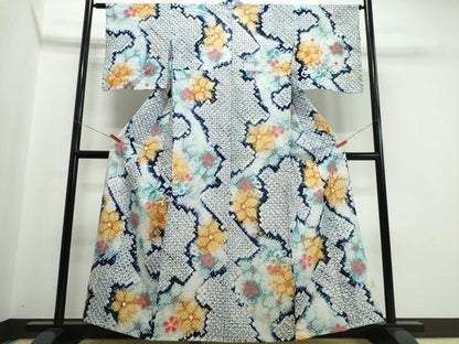 平和屋着物∴夏物　浴衣　有松鳴海絞り　霞舞花文　綿　逸品　CABJ0150ng