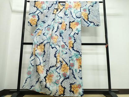 平和屋着物∴夏物　浴衣　有松鳴海絞り　霞舞花文　綿　逸品　CABJ0150ng