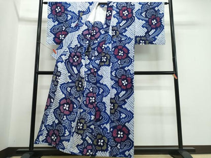 平和屋着物∴夏物　浴衣　有松鳴海絞り　流水花文　綿　逸品　CABJ0152ng