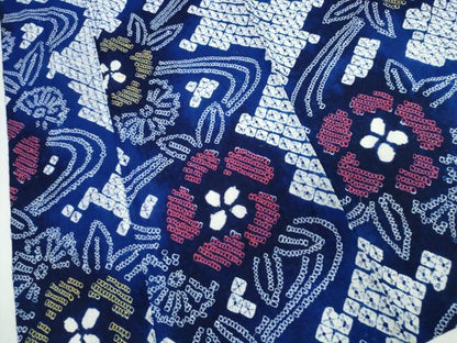 平和屋着物∴夏物　浴衣　有松鳴海絞り　流水花文　綿　逸品　CABJ0152ng