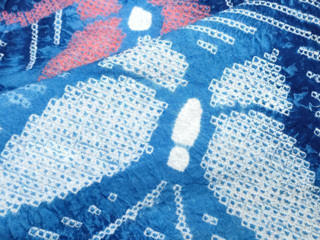 平和屋着物∴夏物　浴衣　有松鳴海絞り　舞蝶文　綿　逸品　CABJ0153ng