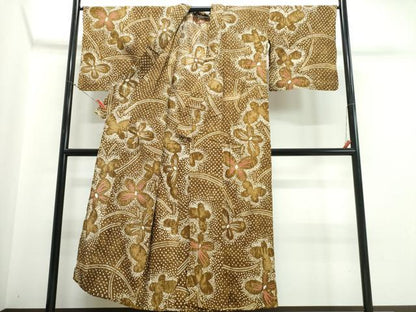 平和屋着物∴夏物　浴衣　有松鳴海絞り　芝草舞蝶文　綿　逸品　CABJ0154ng