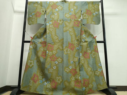平和屋着物∴夏物　浴衣　有松鳴海絞り　草花文　綿　逸品　CABJ0155ng