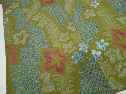 平和屋着物∴夏物　浴衣　有松鳴海絞り　草花文　綿　逸品　CABJ0155ng
