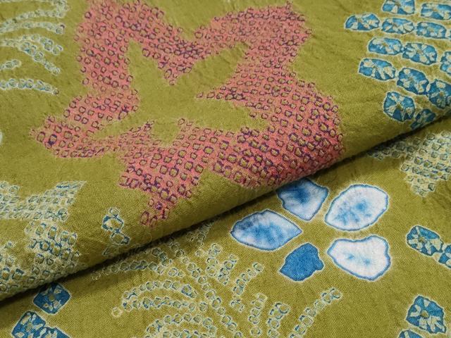 平和屋着物∴夏物　浴衣　有松鳴海絞り　草花文　綿　逸品　CABJ0155ng