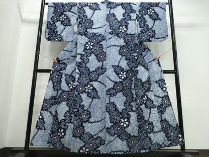 平和屋着物∴夏物　浴衣　有松鳴海絞り　枝花文　綿　逸品　CABJ0156ng