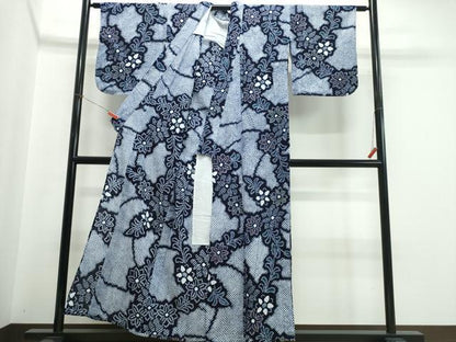 平和屋着物∴夏物　浴衣　有松鳴海絞り　枝花文　綿　逸品　CABJ0156ng