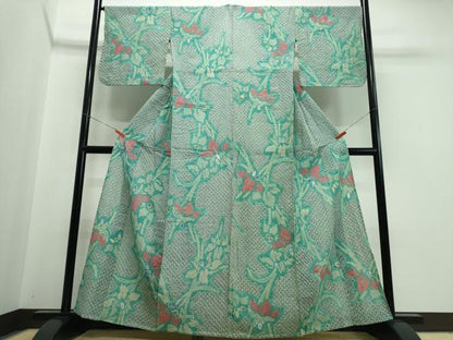 平和屋着物∴夏物　浴衣　有松鳴海絞り　杜若　綿　逸品　CABJ0157ng