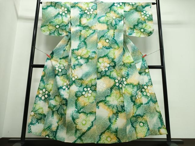 平和屋着物∴夏物　浴衣　有松鳴海絞り　舞花文　綿　逸品　CABJ0158ng
