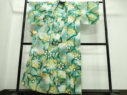 平和屋着物∴夏物　浴衣　有松鳴海絞り　舞花文　綿　逸品　CABJ0158ng