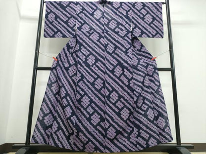 平和屋着物∴夏物　浴衣　有松鳴海絞り　蜘蛛絞り　斜線吉祥文　綿　逸品　CABJ0159ng
