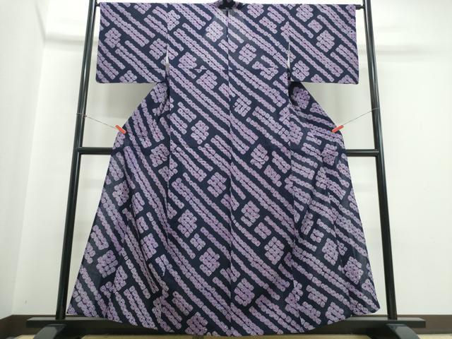 平和屋着物∴夏物　浴衣　有松鳴海絞り　蜘蛛絞り　斜線吉祥文　綿　逸品　CABJ0159ng