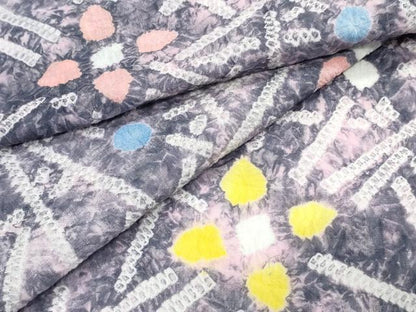 平和屋着物∴夏物　浴衣　有松鳴海絞り　幾何学花文　綿　逸品　CABJ0161ng