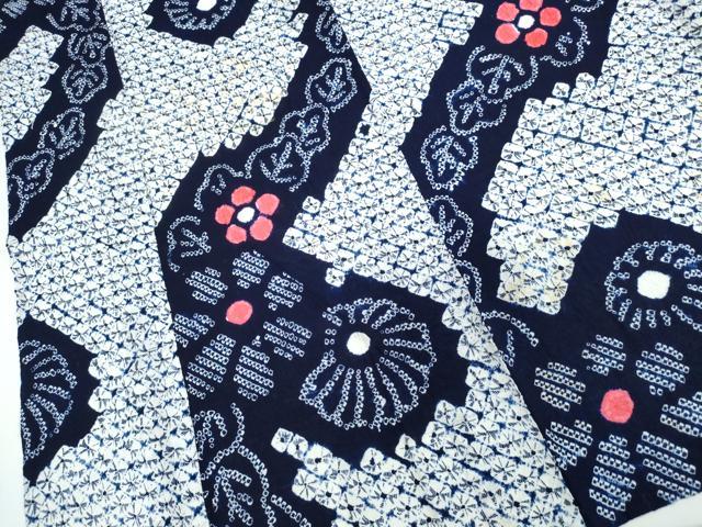 平和屋着物∴夏物　浴衣　有松鳴海絞り　菊文　綿　逸品　CABJ0164ng