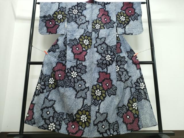 平和屋着物∴夏物　浴衣　有松鳴海絞り　枝花文　綿　逸品　CABJ0165ng