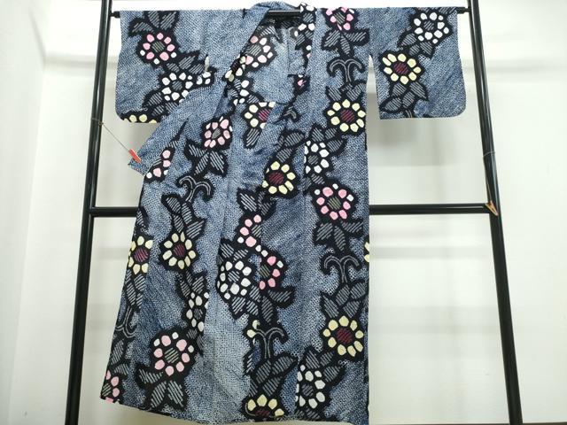 平和屋着物∴夏物　浴衣　有松鳴海絞り　花唐草文　綿　逸品　CABJ0167ng