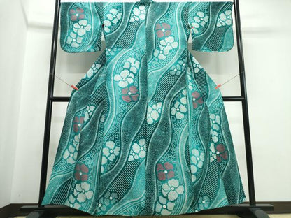 平和屋着物∴夏物　浴衣　有松鳴海絞り　流水吉祥花文　綿　逸品　CABJ0168ng