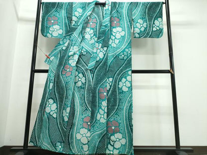 平和屋着物∴夏物　浴衣　有松鳴海絞り　流水吉祥花文　綿　逸品　CABJ0168ng