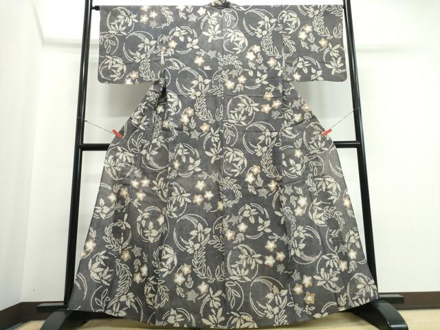 平和屋着物∴夏物　浴衣　有松鳴海絞り　草花丸文　綿　逸品　未使用　CABJ0171ng