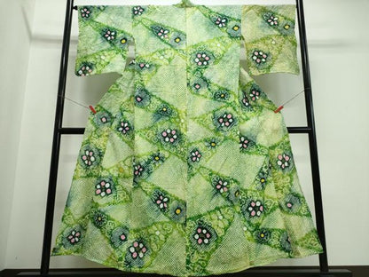 平和屋着物∴夏物　浴衣　有松鳴海絞り　切嵌菊文　綿　逸品　CABJ0173ng