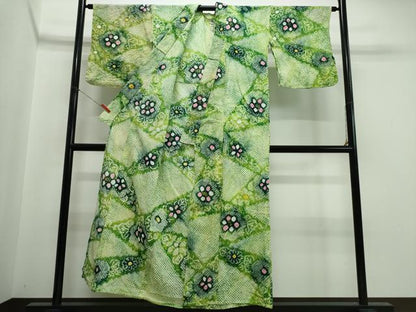 平和屋着物∴夏物　浴衣　有松鳴海絞り　切嵌菊文　綿　逸品　CABJ0173ng