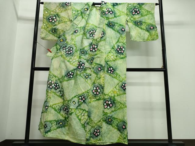 平和屋着物∴夏物　浴衣　有松鳴海絞り　切嵌菊文　綿　逸品　CABJ0173ng