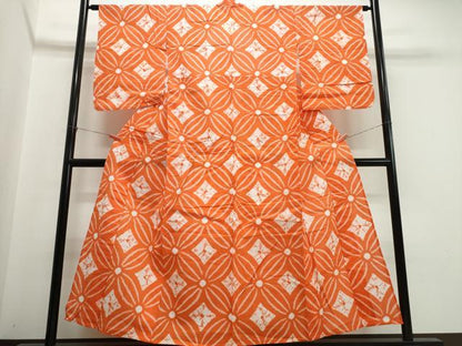 平和屋着物∴夏物　浴衣　有松鳴海絞り　七宝文　綿　逸品　CABJ0174ng