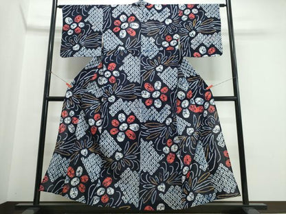 平和屋着物∴夏物　浴衣　有松鳴海絞り　乱菊花文　綿　逸品　未使用　CABJ0183ng