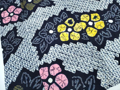 平和屋着物∴夏物　浴衣　有松鳴海絞り　舞花文　綿　逸品　CABJ0187ng