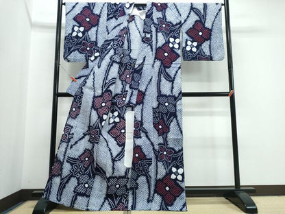 平和屋着物∴夏物　浴衣　有松鳴海絞り　草花文　綿　逸品　CABJ0188ng